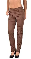 ESRA Jeans ESRA Damen Hose Straight Leg Hose High-Waist Damen Regular Stretch Stoffhose bis Übergröße T101