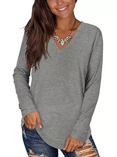 ADREAMLY Langarmshirts ADREAMLY Oberteile Damen Sommer T-Shirt Casual Locker V-Ausschnitt Animal Print Basic Shirt Kurzarm Tops Elegant Bluse