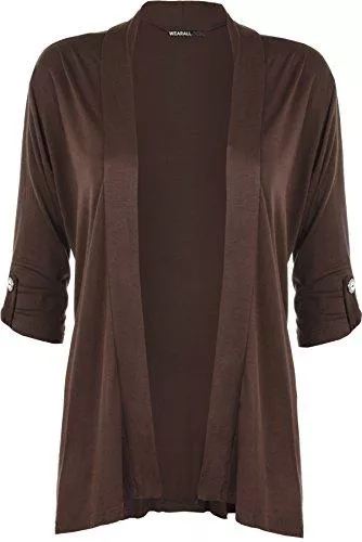 WearAll Strickjacken WearAll - Damen Übergröße Kurzarm knopf offen Cardigan Top - 8 Farben - Größe 40-54