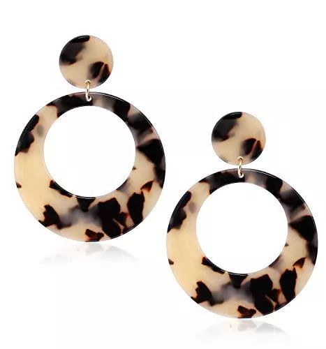 jianguan Schmuck jianguan Acryl für Frauen Geometrie Harz Tropfen baumeln Ohrringe Bohemia Schildkröte Muschel Creolen Meliert Statement Ohrstecker Modeschmuck (Farbe: Leopard)