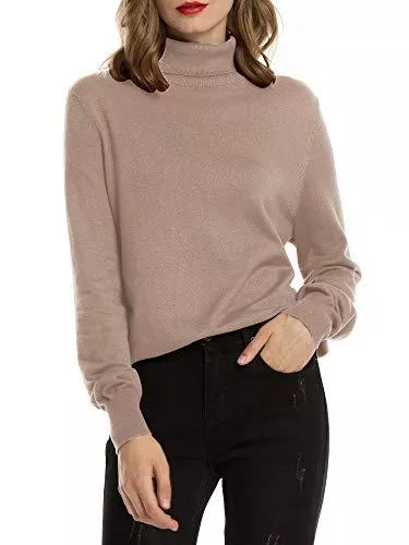 Woolen Bloom Pullover & Strickmode Woolen Bloom Rollkragenpullover Damen Strickpullover Stretch Pullover in Weich Feinstrick Elegant Stehkragen Strickpulli Langarm Rolli Sweater für Herbst Winter
