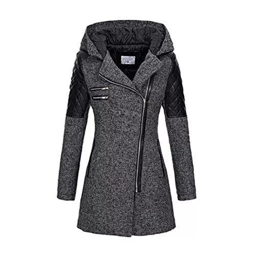 HANMAX Mäntel HANMAX Damen Wollmantel Trenchcoat mit Reißverschluss Lange Übergangsmantel