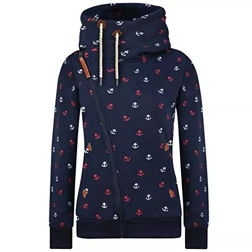 Newbestyle Kapuzenpullover Newbestyle Jacke Damen Sweatjacke Vicky Zip Hoodie Pulli Oberteile Damen Kapuzenpullover Pullover mit Kapuze und Kordel