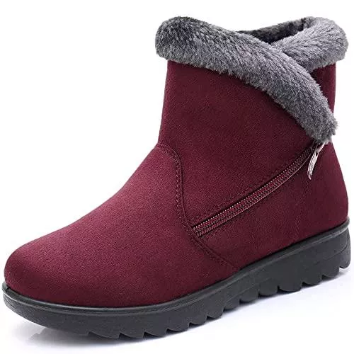 Hsyooes Stiefel Winterschuhe Wildleder Damen Winterstiefel Warm Gefüttert Schneestiefel Mädchen Stiefeletten Winter Kurzschaft Stiefel Bequem Schuhe