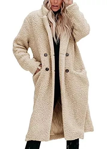 Onsoyours Mäntel Onsoyours Damen Winterjacke Revers Parka Elegant Trenchcoat Mantel Plüschjacke Plüschmantel Teddy Fleece Jacke Lang Cardigan Outwear Coat Übergangsjacke