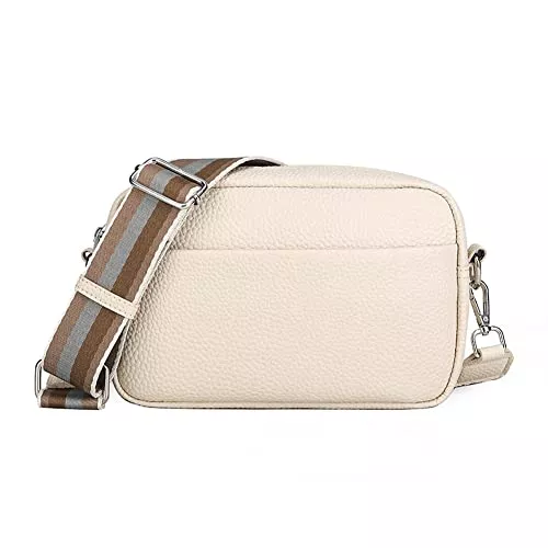 Youlity Taschen & Rucksäcke Youlity Damen Breiter Gurt Kleine Leder Umhängetasche mit Breitem Schultergurt Crossbody Bag Handytaschen Handtasche Schultertasche Moderne Taschen