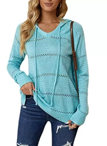 Dokotoo Kapuzenpullover Dokotoo Damen Kapuzenpullover Strickpullover V Auschnitt Sweatshirts Pullover Langarm Hoodies Casual Elegant Sweater S -3XL