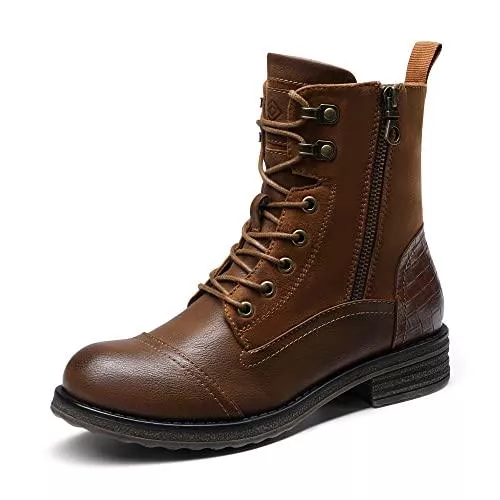 DREAM PAIRS Stiefel DREAM PAIRS Damen Stiefeletten Schnürstiefel mit Reißverschluss Flache Ankle Booties Combat Boots