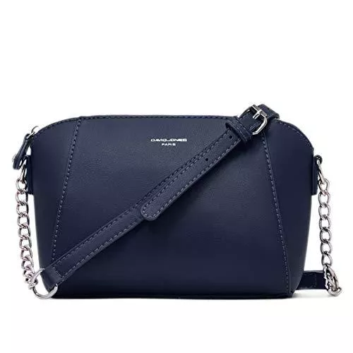 David Jones Taschen & Rucksäcke David Jones - Damen Kleine Umhängetasche - Frauen Schultertasche PU Leder Messenger Crossbody Bag - Kette Handtasche Abendtasche Clutch Pochette Citytasche Kettenhenkel Mode Elegante - Dunkelblau