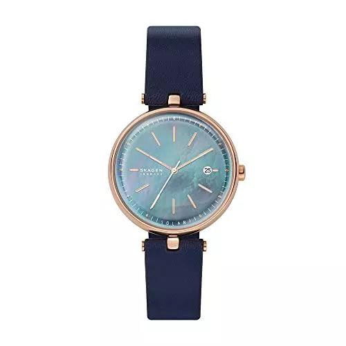 SKAGEN Uhren Skagen Damen Karolina Drei-Zeiger-Datum, 36 mm Gehäusegröße, Edelstahluhr