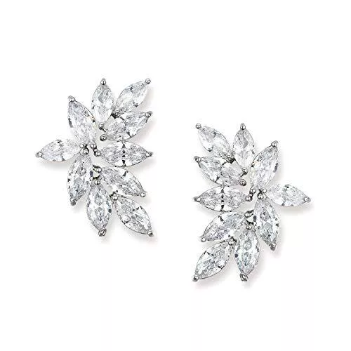 SWEETV Schmuck SWEETV Braut Hochzeit Ohrringe für Bräute Brautjungfer, Marquise Zirkonia Strass Cluster Ohrringe für Frauen, Prom