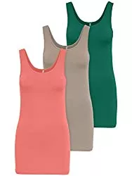 ONLY Tops ONLY 3er Pack Damen Oberteile Basic Tank Tops weiß, schwarz, grau, blau, Creme Frauen Shirt lang Sommer Shirts Top 15201465