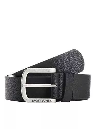 JACK &amp; JONES Gürtel JACK &amp; JONES Herren Ledergürtel JACHARRY Belt Leder Optik Gürtel mit Logo Metall Schnalle
