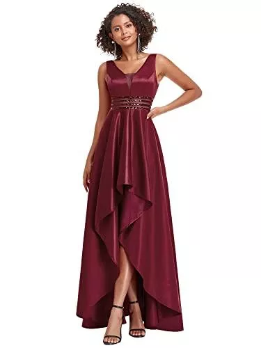 Ever-Pretty Abendkleider Ever-Pretty Damen Abendkleider A-Linie Kurz Davor V-Ausschnitt Satin Ärmellos 00877