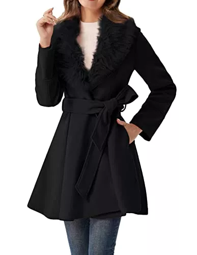 GRACE KARIN Mäntel GRACE KARIN Damen Mantel Wintercoat Revers Mantel Trenchcoat Winter Lang Swing-Mantel Jacke Outwear mit Gürtel CLX005A20