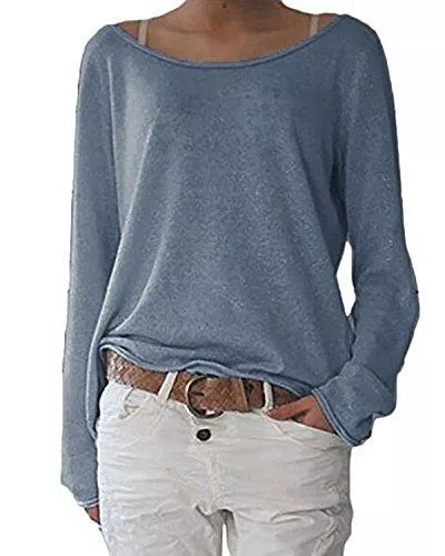 ZANZEA Langarmshirts ZANZEA Damen Langarm Lose Bluse Hemd Shirt Oversize Sweatshirt Oberteil Tops