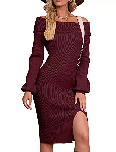 Vthereal Freizeit Vthereal Strickkleider Damen Pulloverkleid Elegante Pullover Rundkragen Winterkleid Pulli Minikleid Winter Langarm