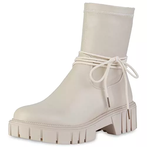 VAN HILL Stiefel VAN HILL Damen Stiefeletten Plateau Boots mit Blockabsatz Profilsohle