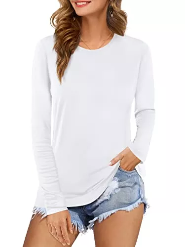 Beluring Langarmshirts Beluring Damen Tshirt Rundhals Oberteile Basic Kurzarm/Langarm Longshirt Bluse Tops