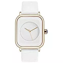 Generic Uhren Generic Damenuhr, Mode Frauen Uhren Weißes Leder Minimalistisches Rechteck Damen Quarz Kleid Armbanduhr für Business oder tägliche Freizeit (Color : White)