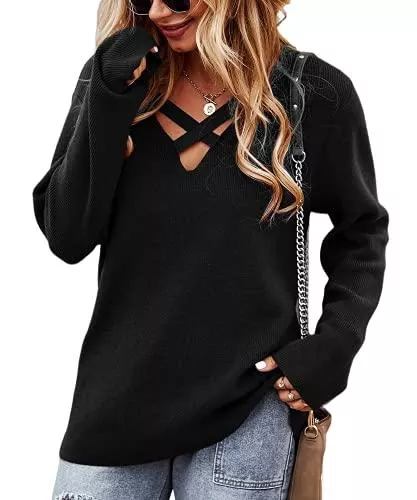 ANFTFH Pullover & Strickmode ANFTFH Pullover Damen Hoodie Langarm Oberteile Sweater Strick Pulli V-Ausschnitt Sweatshirt Langarmshirt
