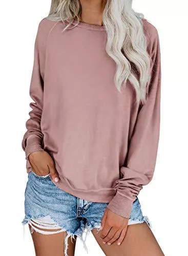 Dokotoo Pullover & Strickmode Dokotoo Sweatshirt Damen Basic Rundhals Langarmshirt Herbst Winter Pullover Casual Lose Oberteile Shirts Tops S-XXL