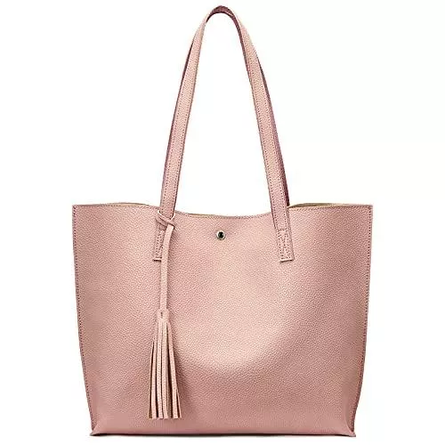 S-ZONE Taschen & Rucksäcke S-ZONE Damen Handtasche Weiches Echtleder Tote Bag Große Shopper Schultertasche Umhängetasche mit Quaste