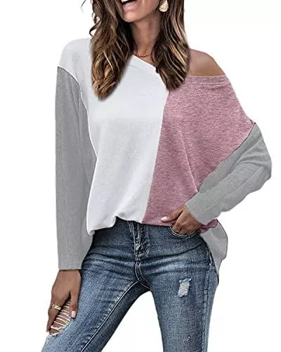 datasy Pullover & Strickmode datasy Schulterfrei Oberteil Damen Pullover Pulli Fledermausärmel Shirt für Damen Oversize Strickpullover Sweatshirt Langarm Winter Herbst