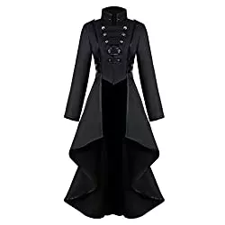 iHENGH Mäntel iHENGH Women's Gothic Steampunk Button Lace Corset Halloween Costume Coat Coat Coat Jacket