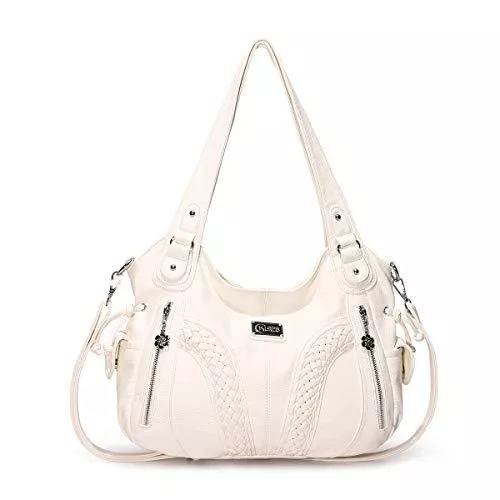 KL928 Taschen & Rucksäcke KL928 Damen Handtasche Leder Taschen Umhängetaschen Schultertaschen Henkeltaschen Hobo Tasche Weiches Damentasche für Frauen (White)