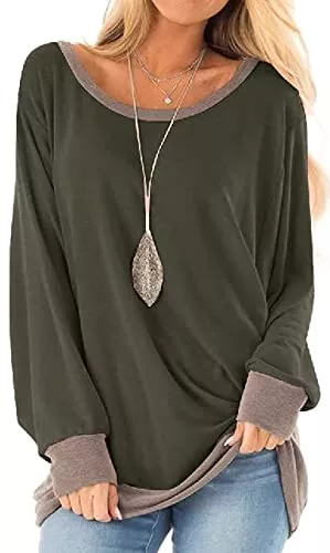 Imuedaen Pullover & Strickmode Imuedaen Damen Casual Lose Langarmshirt Rundhals Sweatshirt Pullover Oberteile