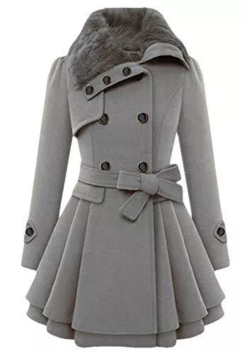 TYQQU Mäntel TYQQU Damen Winter Mittellanger Kapuzenmantel Zweireihiger Mischung Mantel Mit Gürtel Langarm Revers Wickelkleidung Mit Taschen Warmer Outdoor Trenchcoat