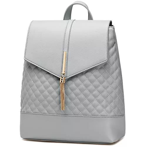 unisoul Taschen & Rucksäcke unisoul Rucksack Damen, PU Leder Klappe Rucksack Schule Wasserdichte Rucksacktasche 2 in 1 Umhängetasche Daypack für Reisen Shopping (Grau)