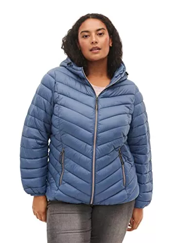 Zizzi Jacken Zizzi Damen Plus Size Jacke mit Kapuze Taschen Gesteppt Größe Plus Size Damen Kleidung