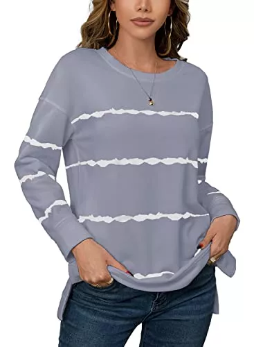 CHORPETI Pullover & Strickmode CHORPETI Pullover Damen Sweatshirt Gestreift Langarm Pulli Rundhals Tops