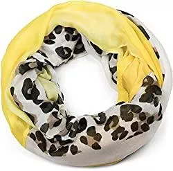 styleBREAKER Schals & Tücher styleBREAKER Damen Loop Schal mit Leoparden Animal Print Muster und Color Blocking Farbflächen, Schlauchschal, Tuch 01016182
