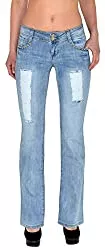 ESRA Jeans ESRA Damen Jeans Bootcut Jeanshose Schlaghose Damen Hüftjeans Hüfthose bis Übergröße B600