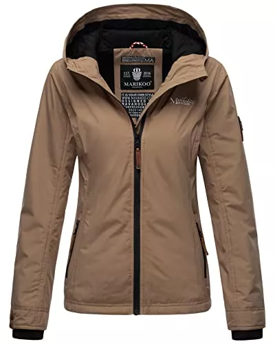 MARIKOO Jacken MARIKOO Damen Übergangs-Jacke leicht gefüttert mit Kapuze Brombeere XS-XXL