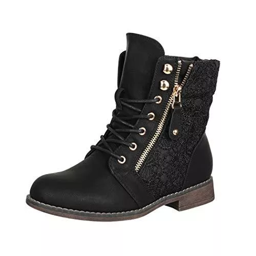 Elara Stiefel Elara Damen Stiefeletten Worker Boots Spitze Chunkyrayan