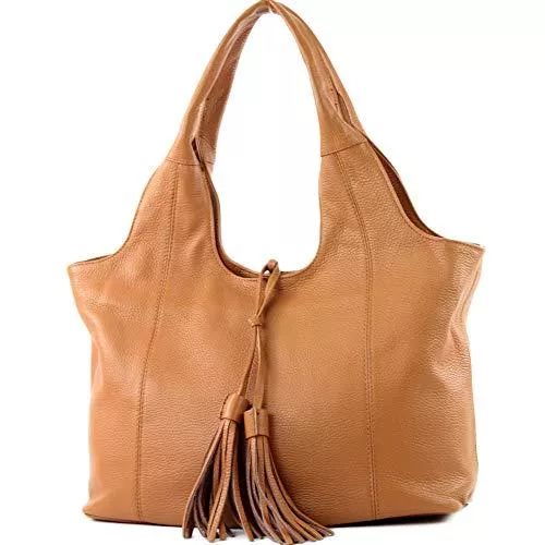 modamoda de Taschen & Rucksäcke modamoda de - T105 - ital. Schultertasche Groß aus Leder