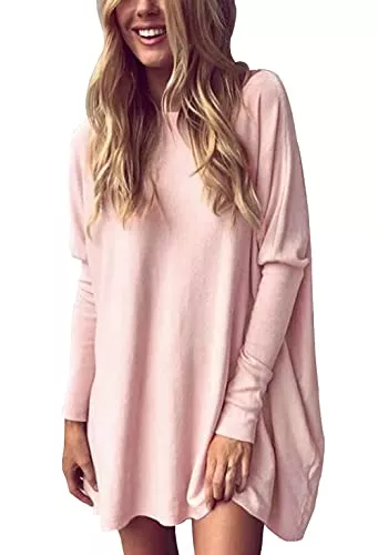 Odosalii Pullover & Strickmode Odosalii Damen Casual Lose Pullover Asymmetrische Fledermaus Sweatshirt Oversized Oberteil Tunika Tops