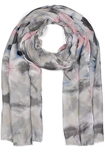 styleBREAKER Schals & Tücher styleBREAKER Damen Schal mit buntem Batik Blumen Muster und kurzen Fransen, leichtes Tuch, Stola 01016212