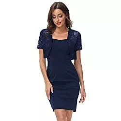 GRACE KARIN Cocktail GRACE KARIN Damen Vintage Cami Kleid mit Spitze Bolero 2er Set Retro Abendkleid Etuikleid Elegant Cocktailkleid Bleistiftkleid Bodycon Bürokleid für Party Hochzeit Ballkleid