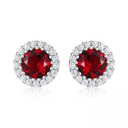 Diamond Treats Schmuck Diamond Treats Strahlenkranz-Ohrstecker aus 925 Sterling Silber mit Cubic Zirkonia in Weiß, Blau, Grün, und Rot, massive Silber runde Ohrstecker für Damen