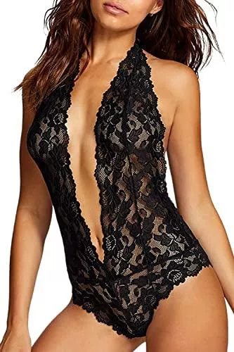 EVELUST Unterwäsche & Dessous EVELUST Damen Sexy Dessous Set Reizwäsche Rückenfreier Spitze Teddy Bodysuit, Einteiliger Weicher Wellenschliff Nachtwäsche
