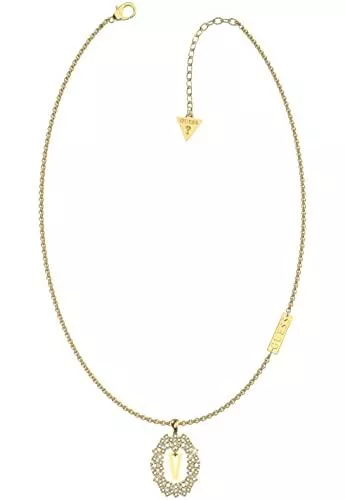 GUESS Schmuck GUESS Halskette mit Anfangsbuchstaben, My Name, Buchstaben A-V, vergoldet mit weißen Zirkoniasteinen, Einheitsgröße, Keine wertvollen Metalle, Kein Edelstein