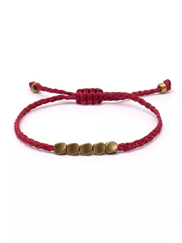BENAVA Schmuck BENAVA Tibet Armband Tibetisches Glücksarmband Rot Kupfer Anhänger Buddhistischer Schmuck Freundschaftsarmband