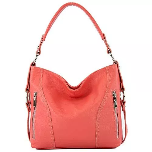 modamoda de Taschen & Rucksäcke modamoda de - T202 - ital. Damen Henkeltasche Schultertasche aus Leder