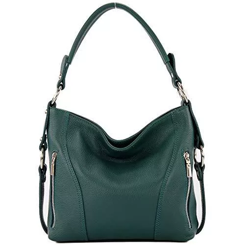 modamoda de Taschen & Rucksäcke modamoda de - T202 - ital. Damen Henkeltasche Schultertasche aus Leder