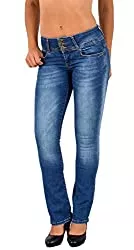 ESRA Jeans ESRA Damen Jeans Bootcut Jeanshose Schlaghose Damen Hüftjeans Hüfthose bis Übergröße B200